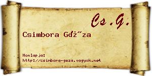 Csimbora Géza névjegykártya